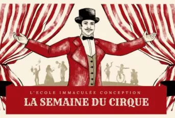 Personne de cirque qui ouvre grand les bras sur la scène de cirque pour l'actualité : La semaine du cirque 2023 