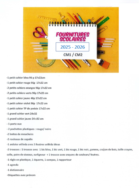liste cm1 cm2
